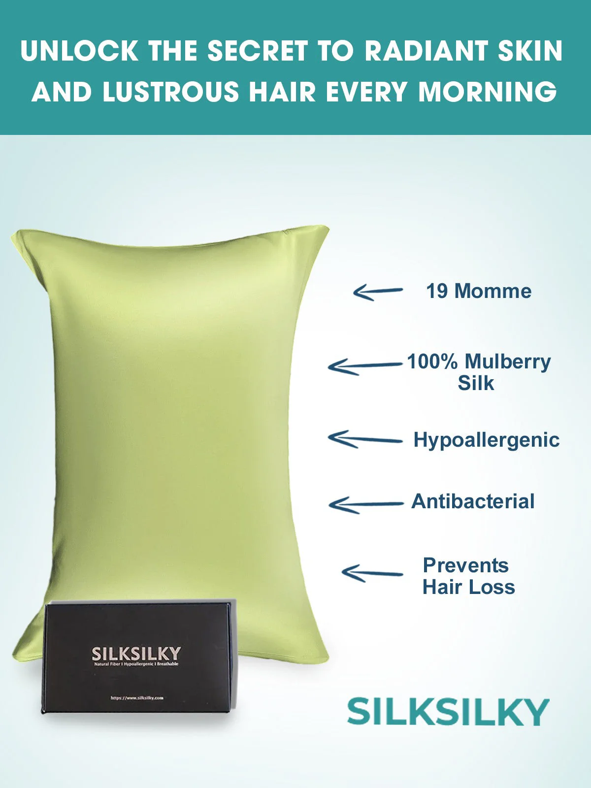 19Momme 100% Mulberry Silk Pillowcase - Hidden Zipper - Image 122