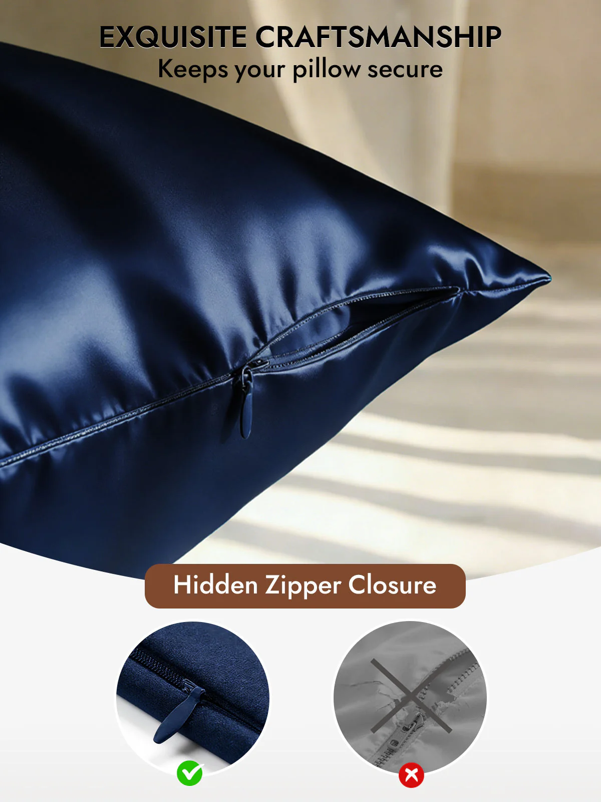 19Momme 100% Mulberry Silk Pillowcase - Hidden Zipper - Image 20