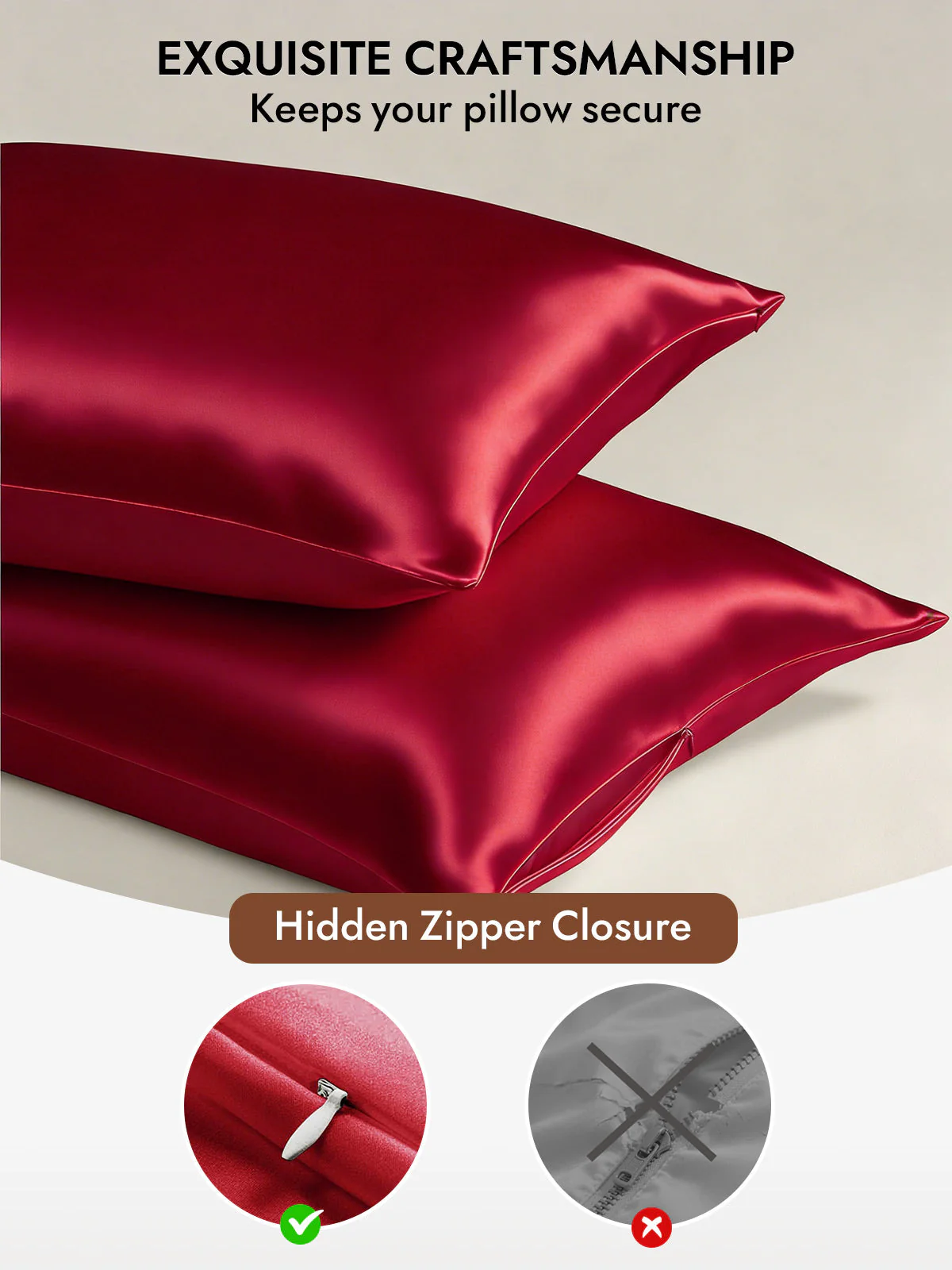 19Momme 100% Mulberry Silk Pillowcase - Hidden Zipper - Image 62