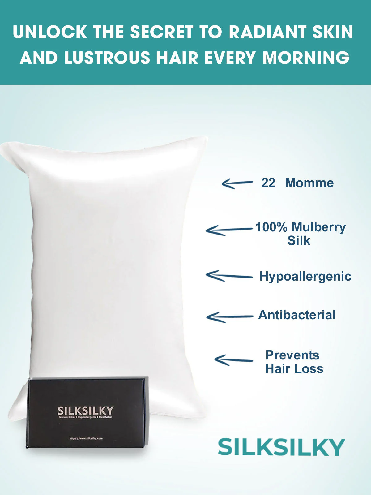 22Momme 100% Pure Silk Pillowcase - Envelope Closure - Image 12