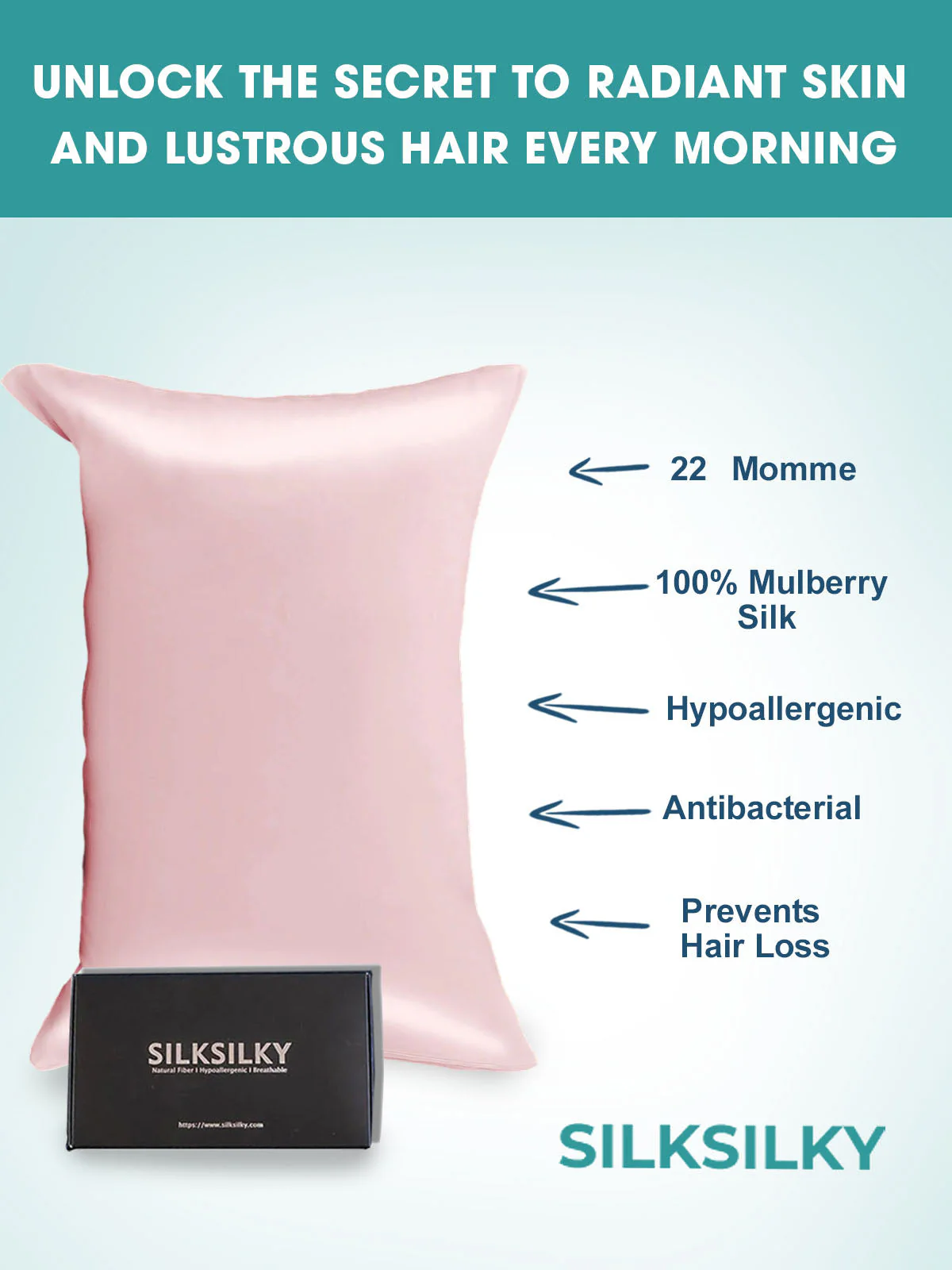 22Momme 100% Pure Silk Pillowcase - Envelope Closure - Image 18