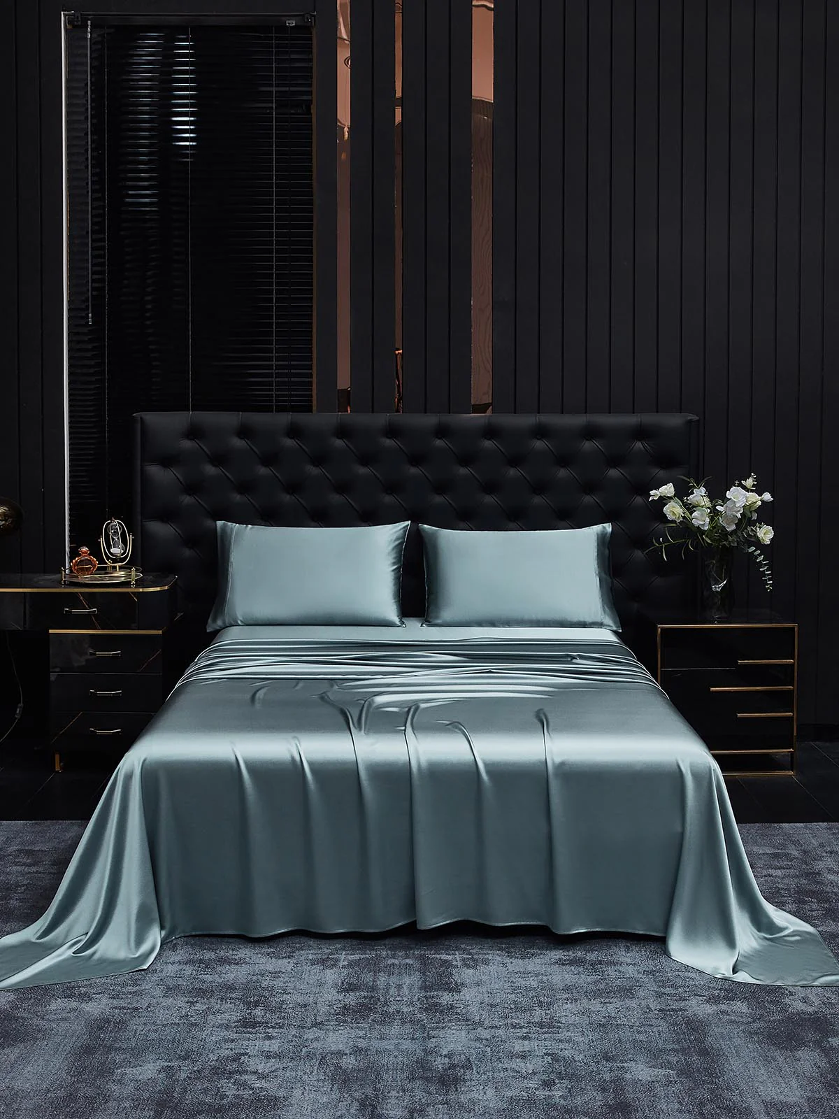 22Momme Silk 4Pcs Set Fitted&Flat Sheets+2x Pillowcases - Image 70