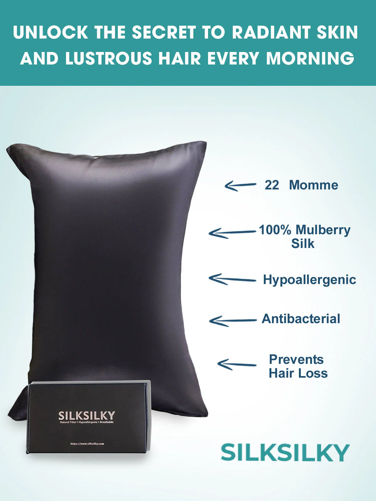 22Momme 100% Pure Silk Pillowcase - Hidden Zipper - Image 10