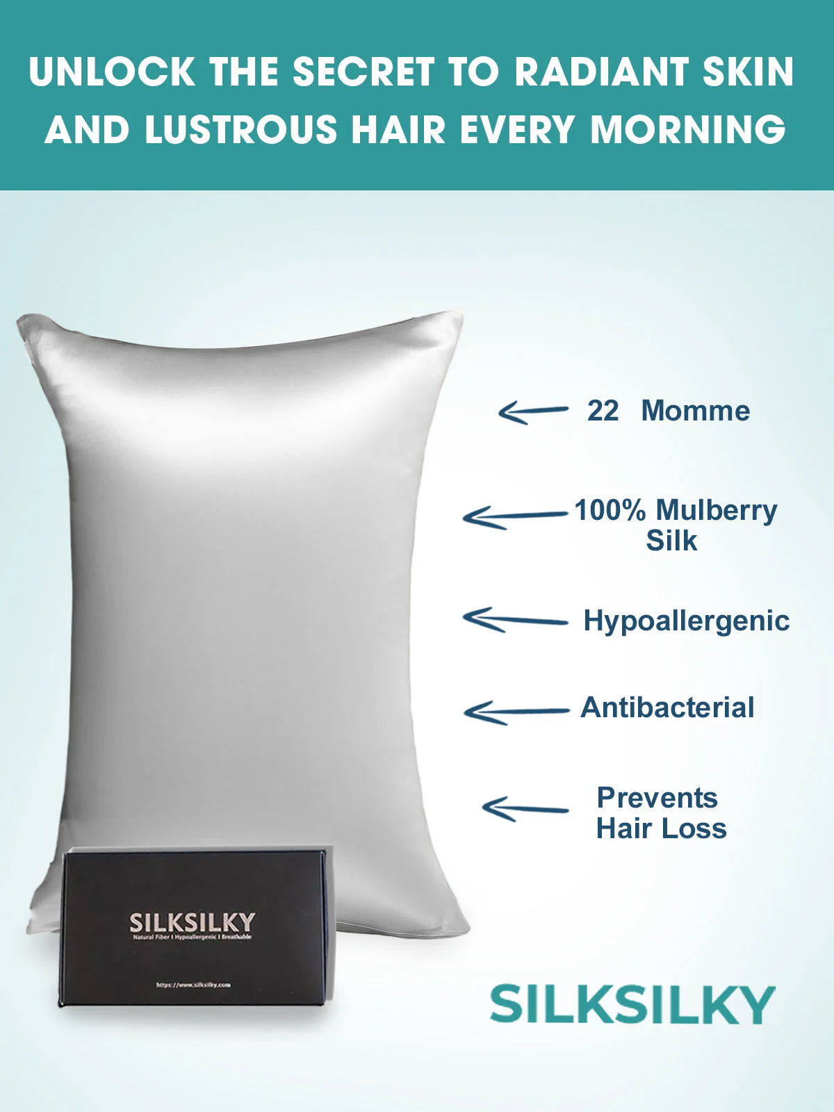 22Momme 100% Pure Silk Pillowcase - Hidden Zipper - Image 40