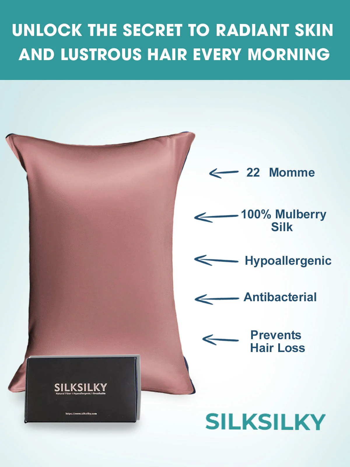 22Momme 100% Pure Silk Pillowcase - Hidden Zipper - Image 74