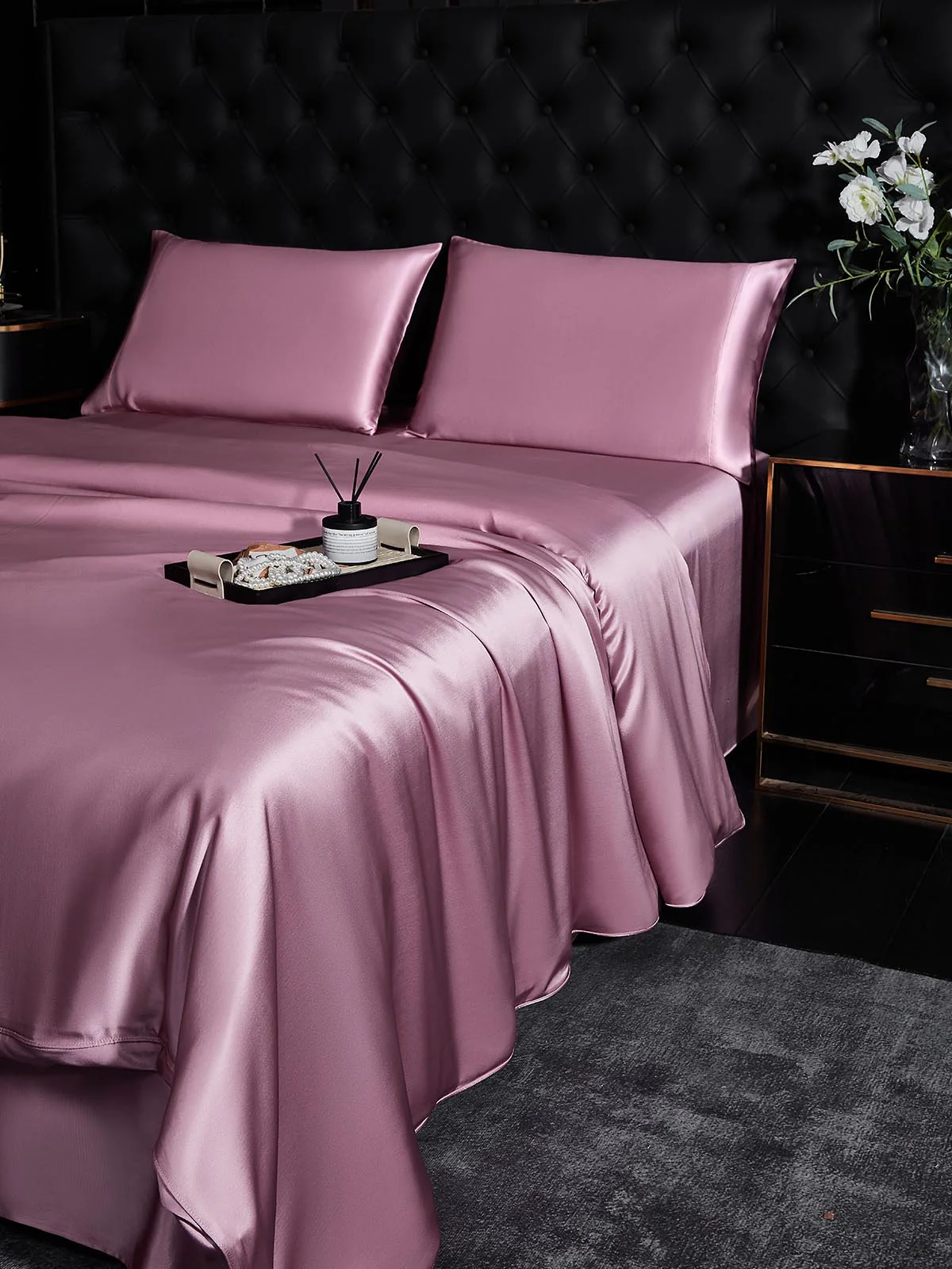 22Momme 4Pcs Silk Set Duvet Cover+Flat Sheet+2x Pillowcases - Image 63