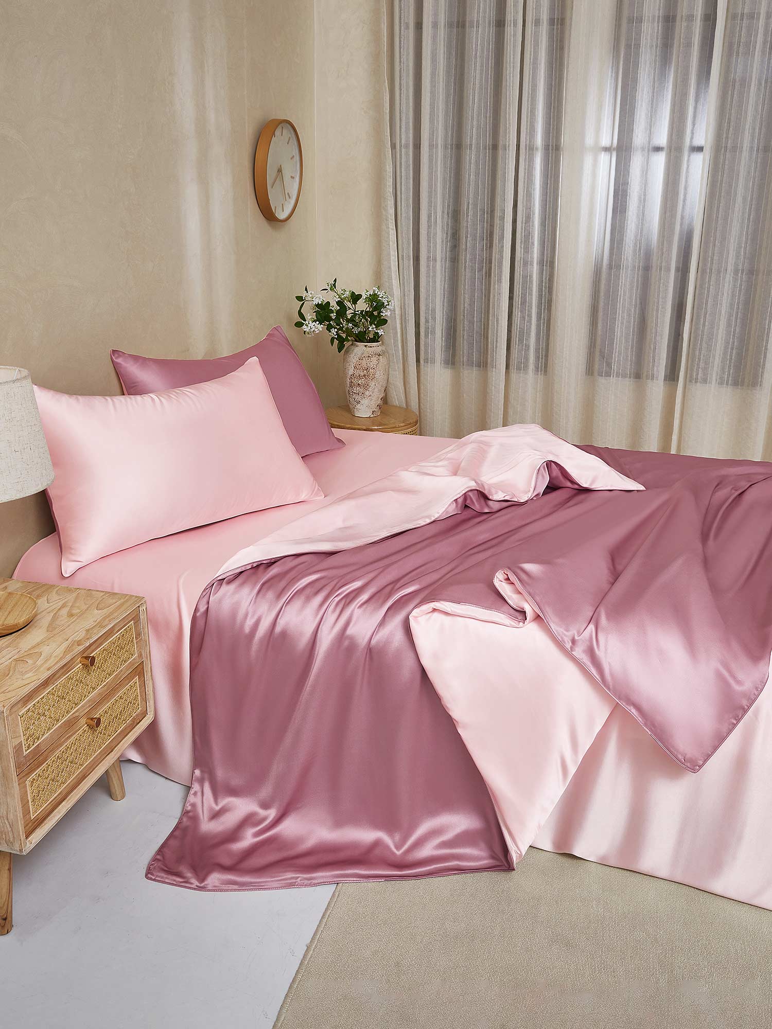 22Momme 4Pcs Silk Set Duvet Cover+Flat Sheet+2x Pillowcases - Image 81