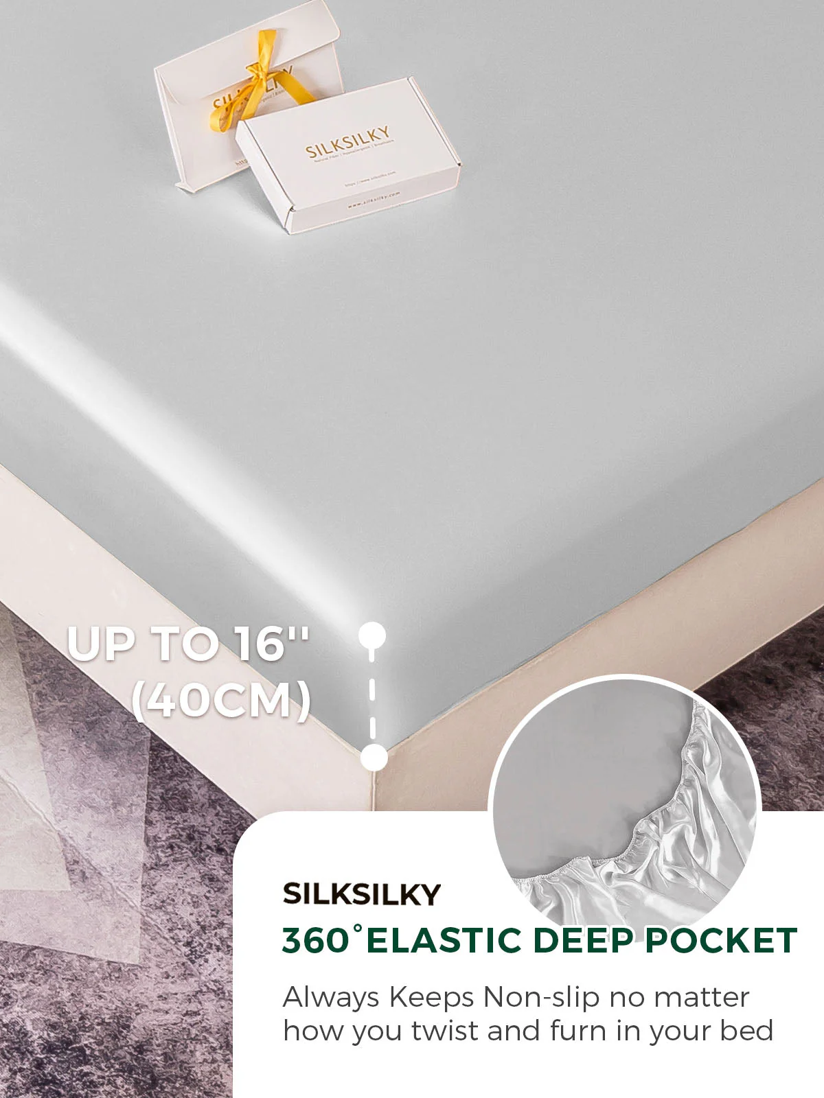 19Momme 4Pcs Silk Set Duvet Cover+Fitted Sheet+2x Pillowcases - Image 30