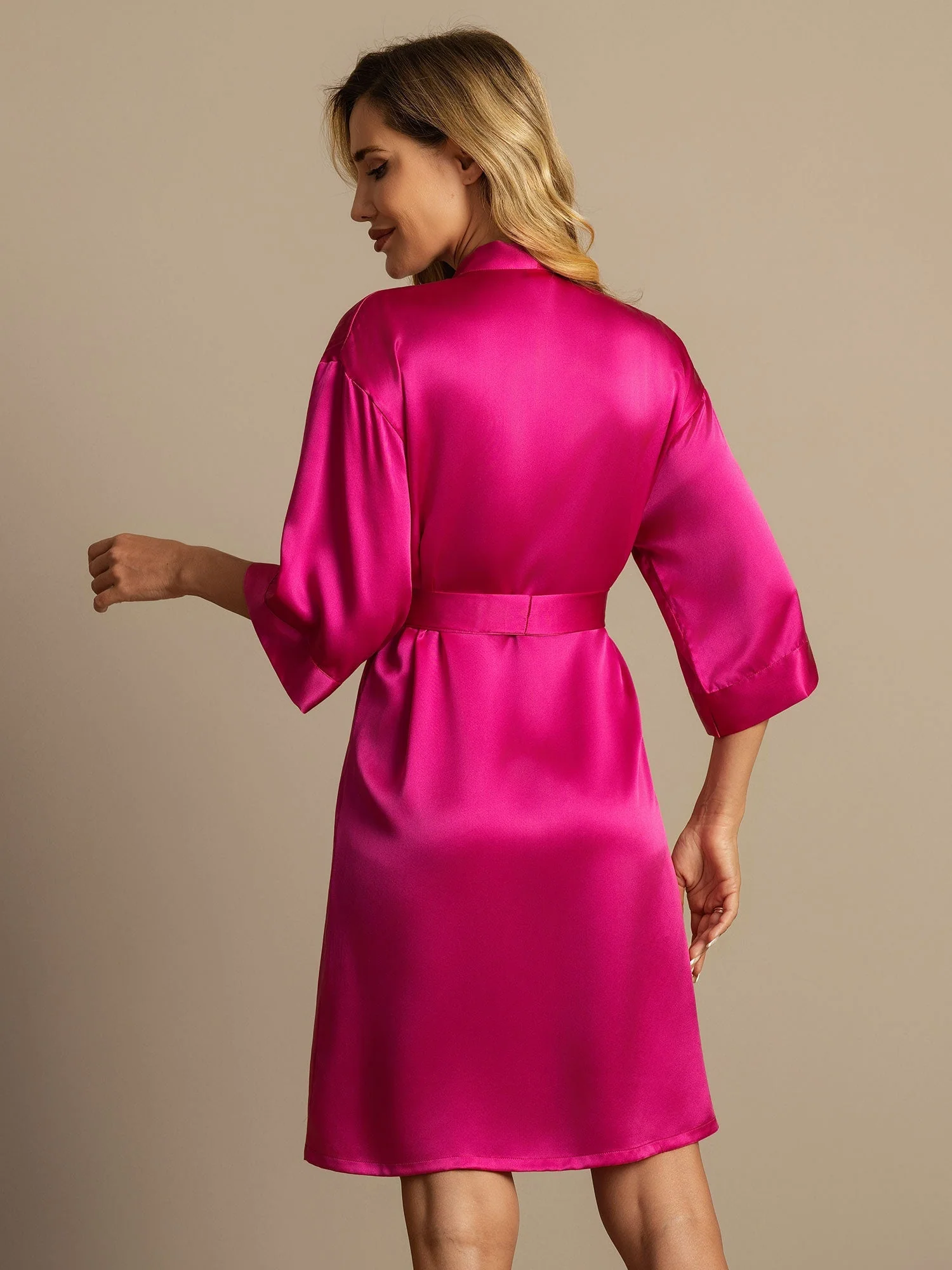 Pure Silk 3/4 Sleeve Women's Kimono Wrap Robe - Image 33