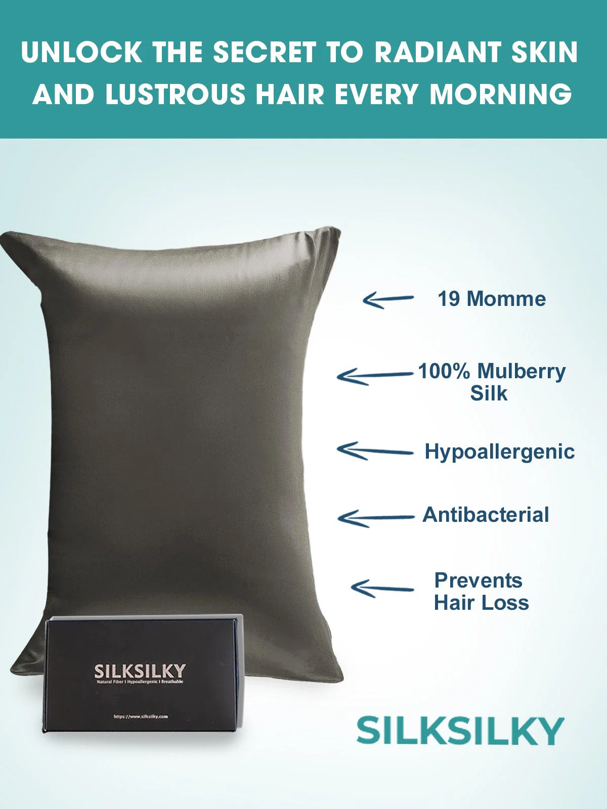 19Momme 100% Mulberry Silk Pillowcase - Envelope Closure - Image 12