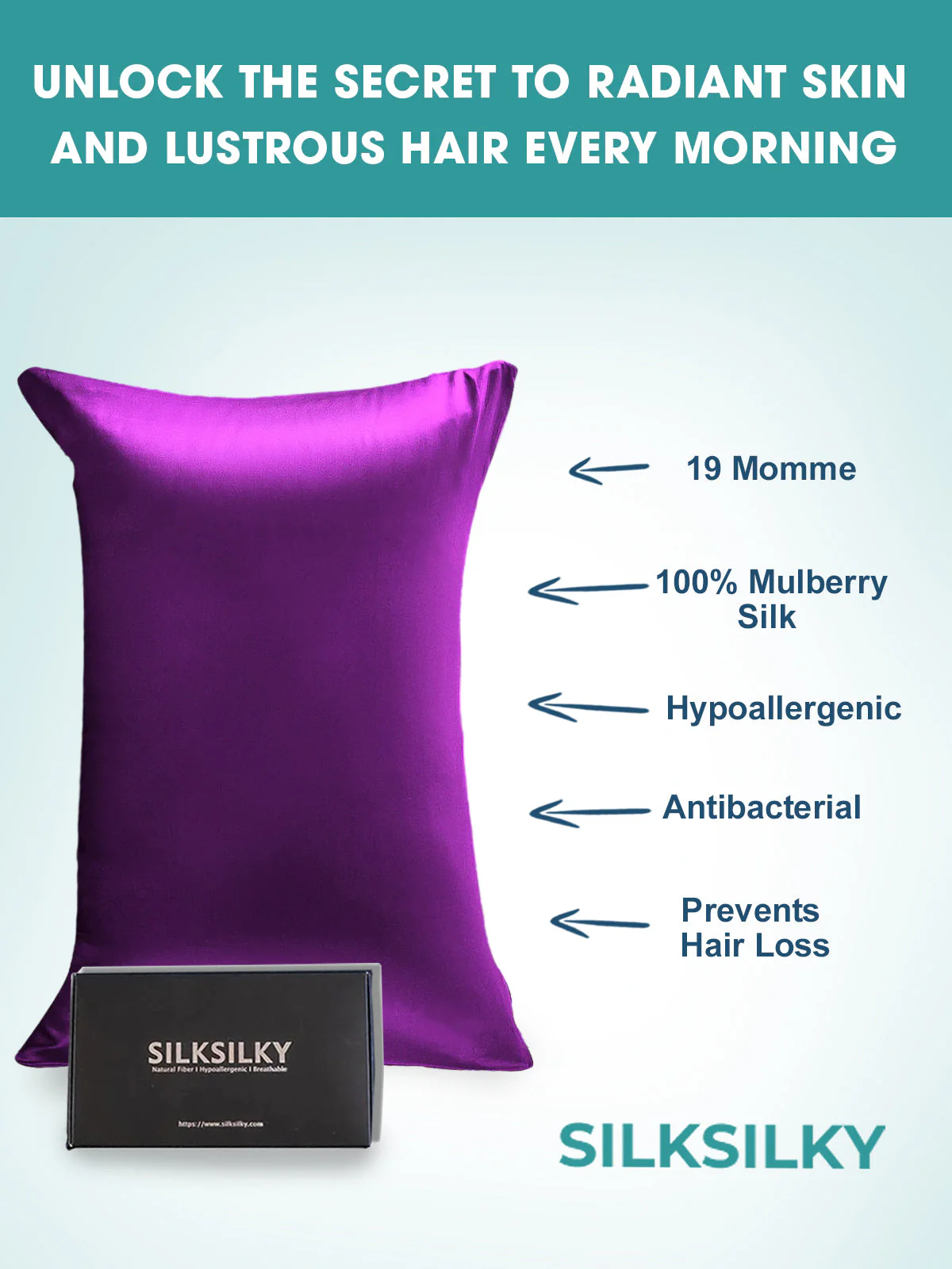 19Momme 100% Mulberry Silk Pillowcase - Envelope Closure - Image 42