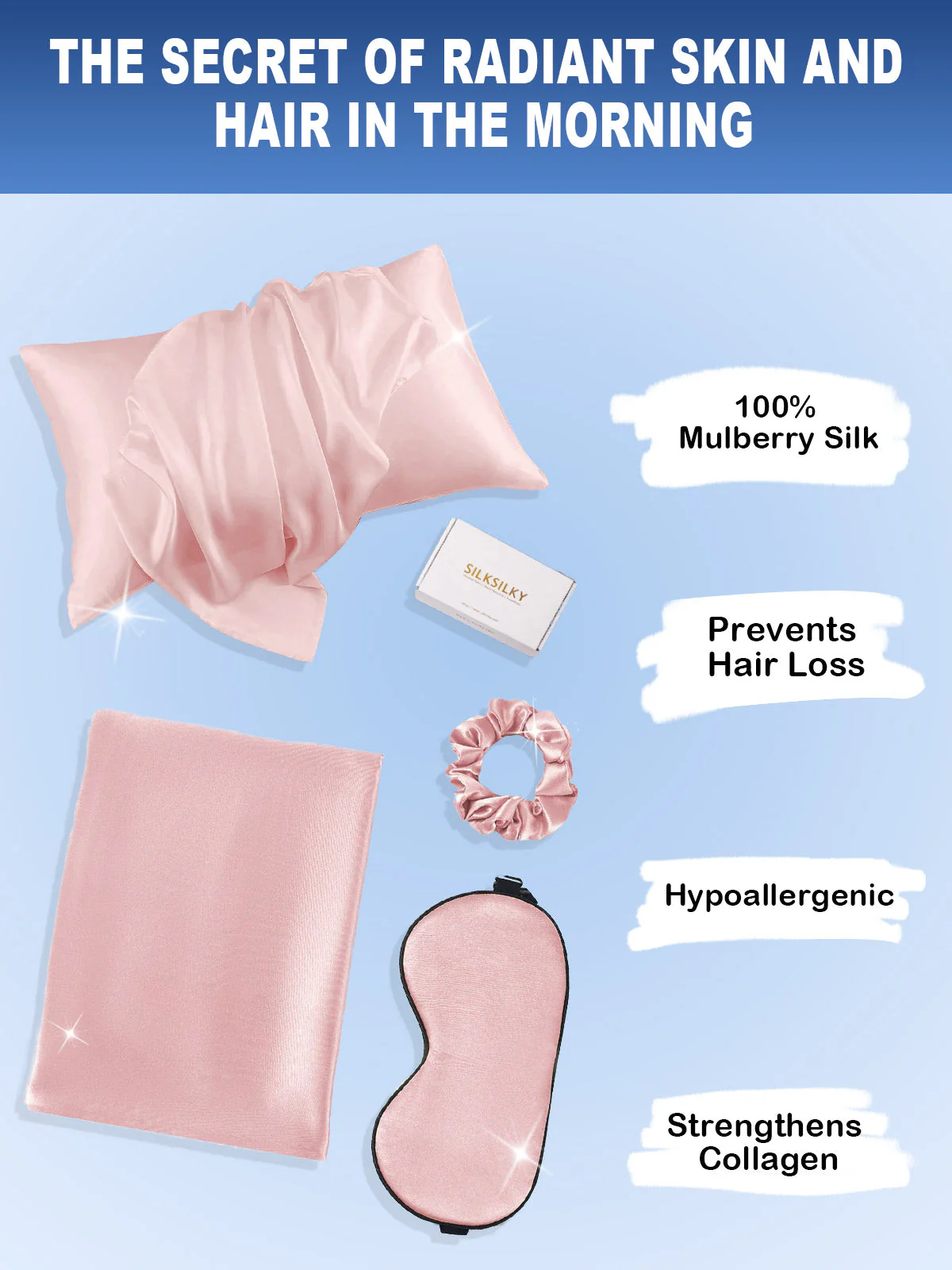 19Momme 3Pcs Set Silk Skin-Friendly Beauty Sleep Set (Envelope Pillowcase) - Image 58