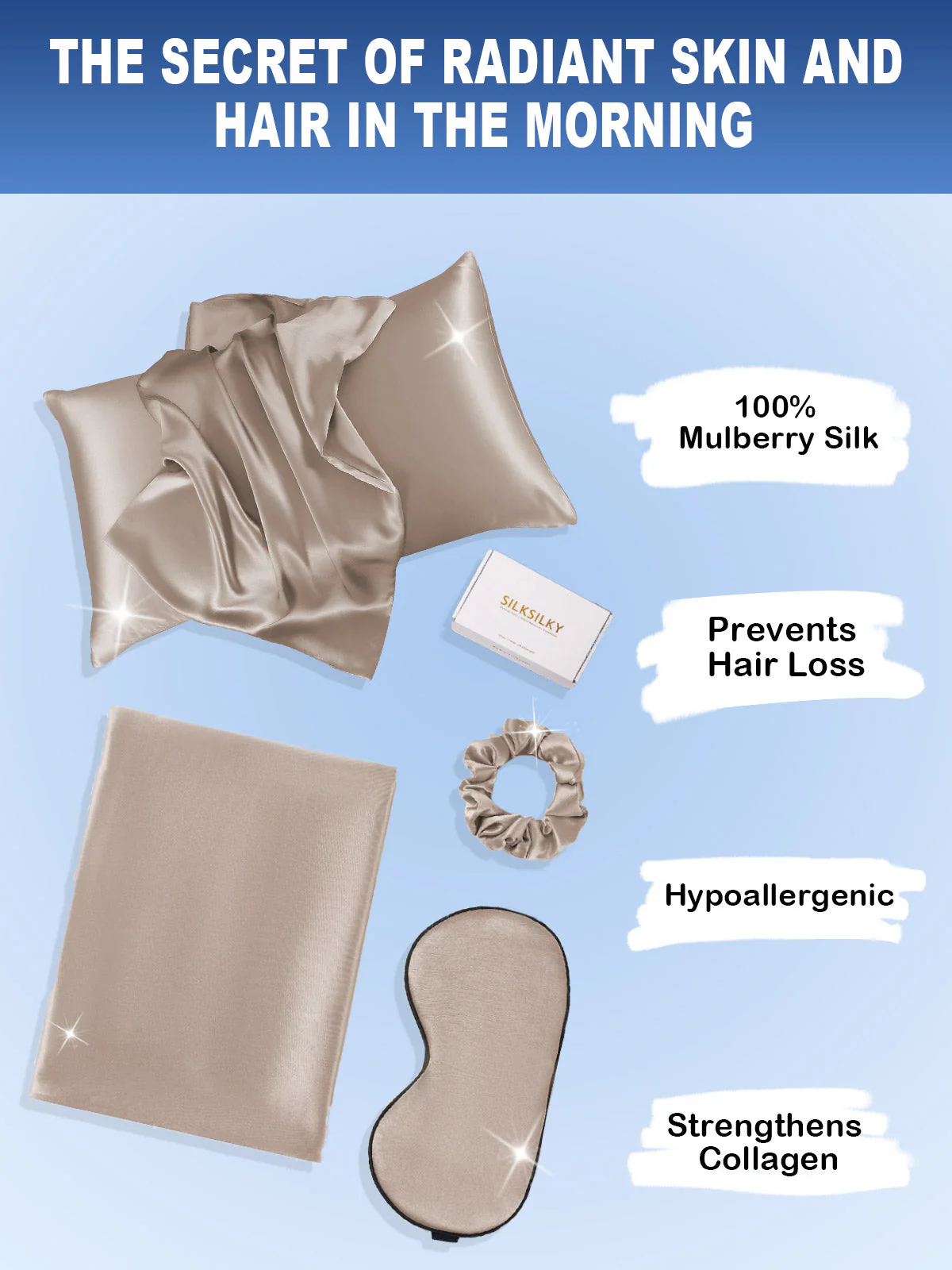 19Momme 3Pcs Set Silk Skin-Friendly Beauty Sleep Set (Envelope Pillowcase) - Image 63