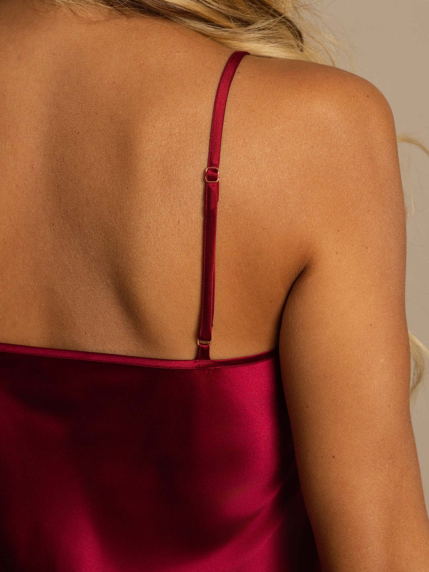 Pure Silk Spaghetti Strap V-neck Short Nightgown - Image 25