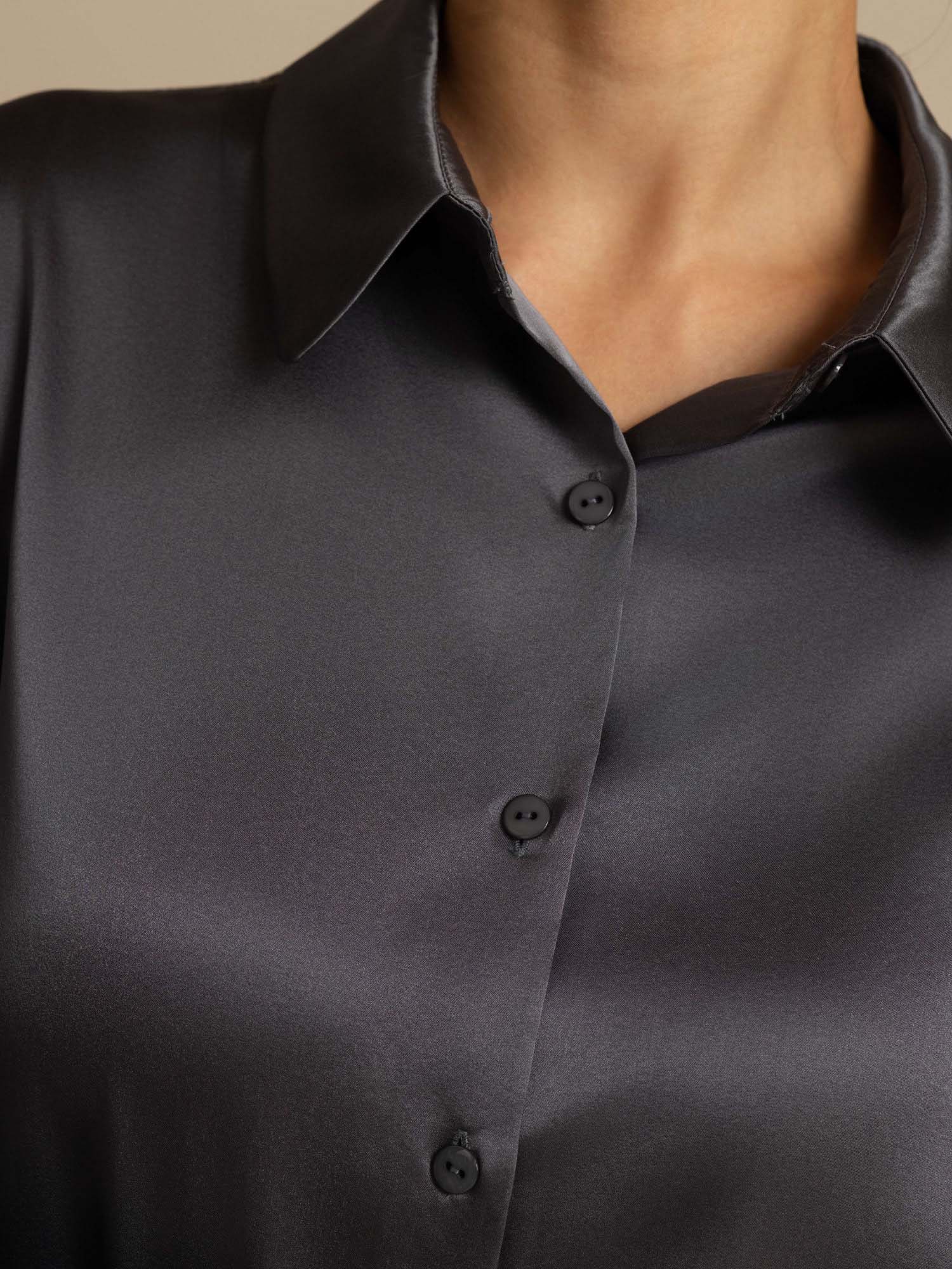 19Momme Silk Long Sleeve Lapel Collar Women's Shirt with Button Up Design - Image 140